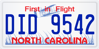 NC license plate DID9542