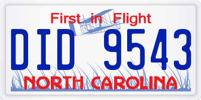 NC license plate DID9543