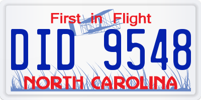 NC license plate DID9548