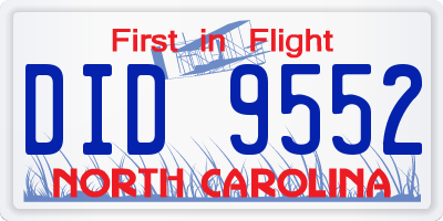 NC license plate DID9552