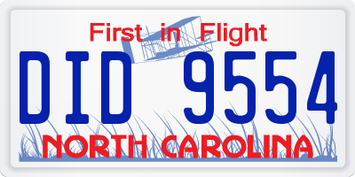 NC license plate DID9554