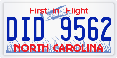 NC license plate DID9562