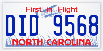 NC license plate DID9568
