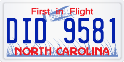NC license plate DID9581