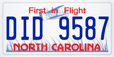 NC license plate DID9587