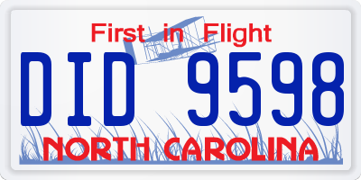 NC license plate DID9598