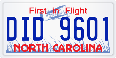 NC license plate DID9601