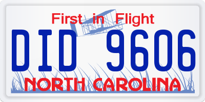 NC license plate DID9606