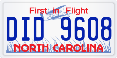 NC license plate DID9608