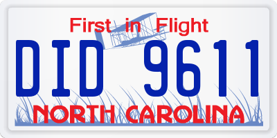 NC license plate DID9611