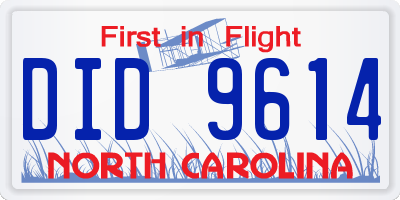 NC license plate DID9614