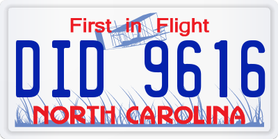 NC license plate DID9616