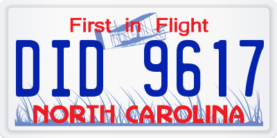 NC license plate DID9617