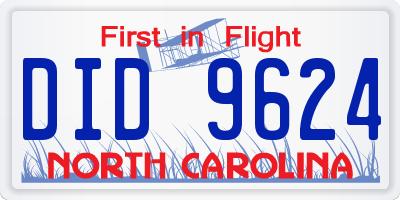 NC license plate DID9624