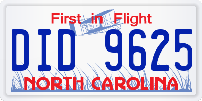 NC license plate DID9625