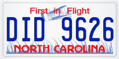 NC license plate DID9626