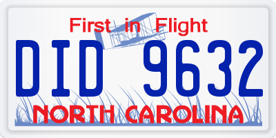 NC license plate DID9632