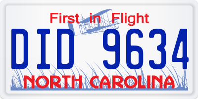 NC license plate DID9634