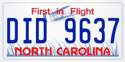 NC license plate DID9637