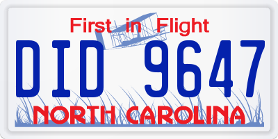 NC license plate DID9647