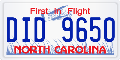 NC license plate DID9650