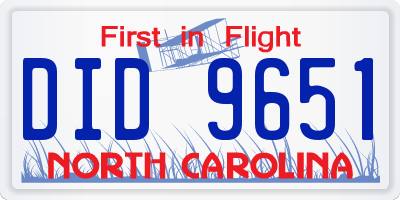 NC license plate DID9651