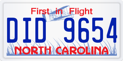 NC license plate DID9654