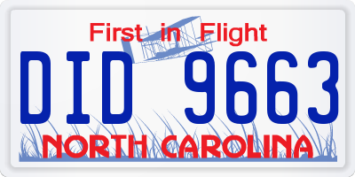 NC license plate DID9663