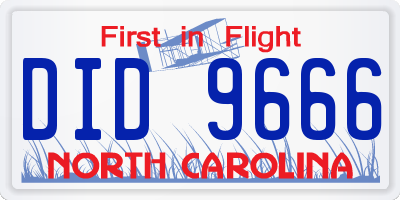 NC license plate DID9666