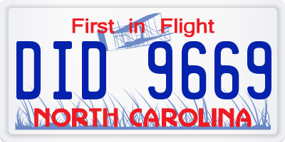NC license plate DID9669