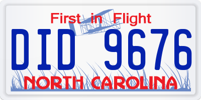 NC license plate DID9676