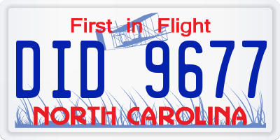 NC license plate DID9677