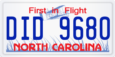 NC license plate DID9680