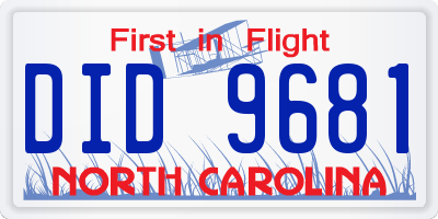 NC license plate DID9681