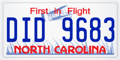 NC license plate DID9683