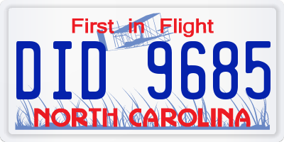 NC license plate DID9685