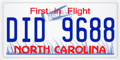 NC license plate DID9688