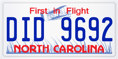 NC license plate DID9692
