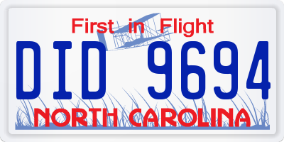 NC license plate DID9694