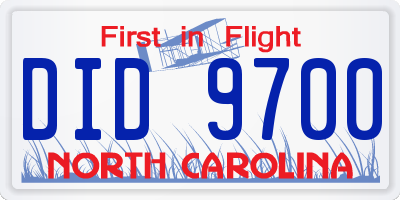 NC license plate DID9700