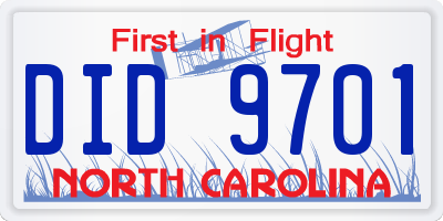 NC license plate DID9701
