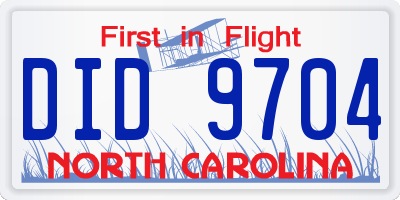 NC license plate DID9704