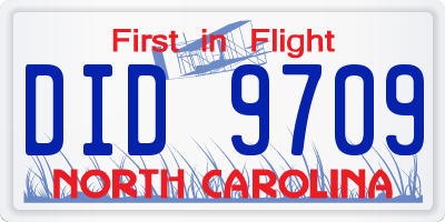 NC license plate DID9709