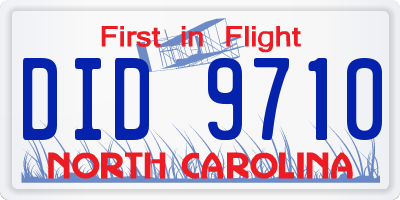 NC license plate DID9710