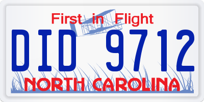 NC license plate DID9712