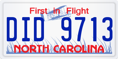 NC license plate DID9713