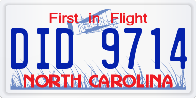 NC license plate DID9714