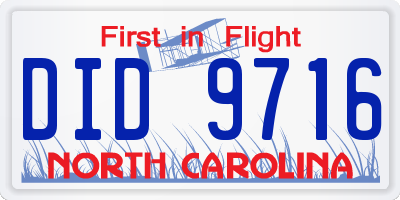 NC license plate DID9716