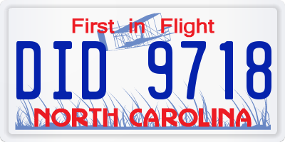 NC license plate DID9718