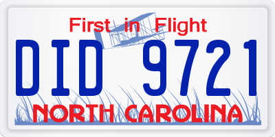 NC license plate DID9721